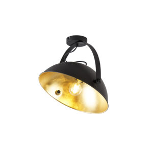 Priemyselné stropné svietidlo čierne so zlatom nastaviteľným - Magnax