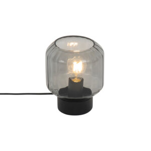 Klasická stolová lampa čierna s dymovým sklom - Stiklo