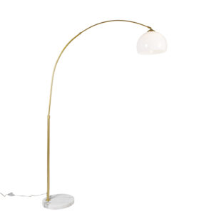 Moderná oblúková lampa z mosadze s bielym tienidlom – Arc Basic
