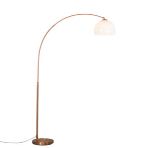 Moderná oblúková lampa medená s bielym tienidlom - Arc Basic