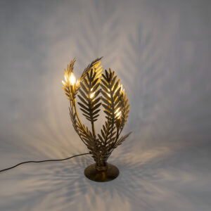 Vintage stolná lampa veľká zlatá - Botanica