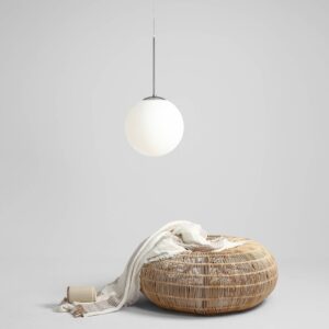 Závesná lampa Bosso, 1-plameňová biela/chróm 30 cm