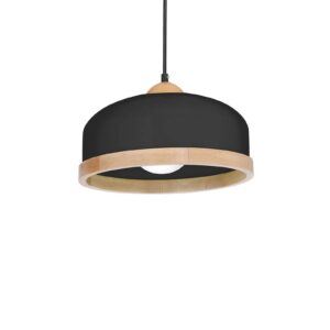 Závesná lampa Studio drevený dekór 1-pl čierna
