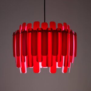 LZF Maruja drevená závesná lampa, červená