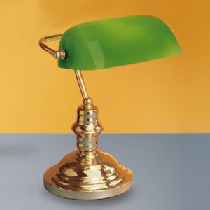 Stolná lampa Onella v bankárskom štýle zelená