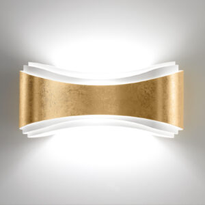 Nástenné LED Ionica z ocele dekór lístkové zlato