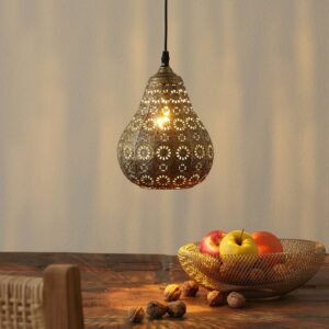 Orientálna závesná lampa Jasmin starožitná mosadz