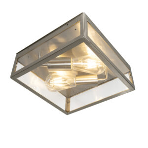 Moderné štvorcové vonkajšie stropné svietidlo z ocele, 2 žiarovky – Rotterdam