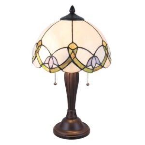 Stolná lampa 5918 s bielo-farebným štýlom Tiffany