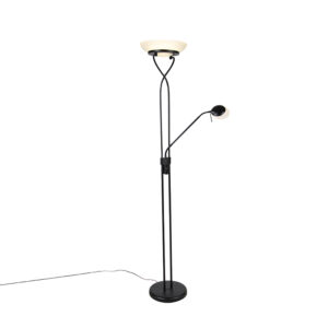 Stojacia lampa čierna vrátane LED a stmievača s lampou na čítanie stlmiť do tepla – Empoli