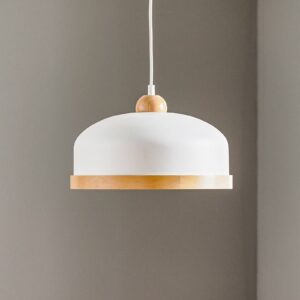 Závesná lampa Studio drevený dekór 1-pl biela