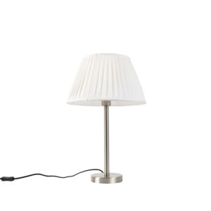 Klasická stolová lampa oceľová so skladaným tienidlom biela 35 cm - Simplo