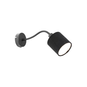 Nástenná lampa čierna s tienidlom čierny vypínač a ohybným ramenom - Merwe