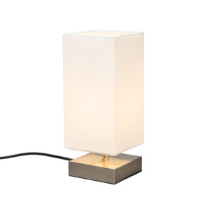 Moderná stolná lampa biela s oceľou - Milo