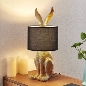 Lindby Lorentina látková stolová lampa Zajac zlatá