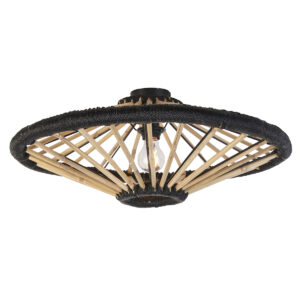Orientálne stropné svietidlo bambusové s čiernou 60 cm – Evalin