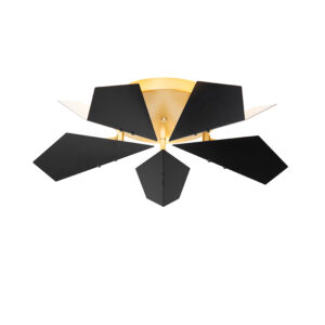 Dizajnové stropné svietidlo čierne so zlatým 5-svetlom - Sinem