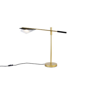Dizajnová stolná lampa čierna so zlatou - Sinem