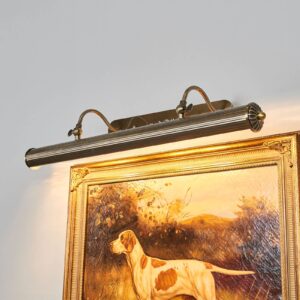 Podlhovastá obrazová lampa Joely starožitná mosadz