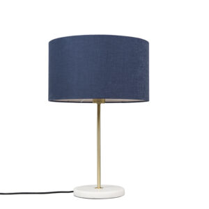 Mosadzná stolová lampa s modrým tienidlom 35 cm – Kaso