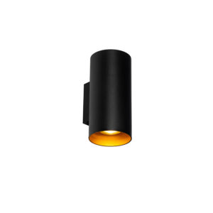 Dizajnová nástenná lampa čierna so zlatom - Sab