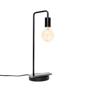 Moderná čierna stolná lampa s bezdrôtovým nabíjaním - Facil