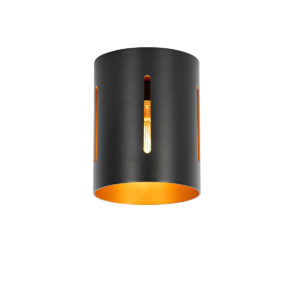 Dizajnové stropné svietidlo čierne so zlatým vnútrom – Yana