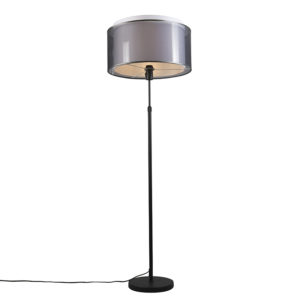 Stojatá lampa čierna s čierno-bielym tienidlom nastaviteľným na 47 cm – Parte