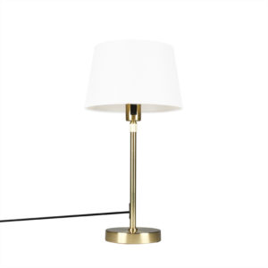 Stolová lampa zlatá / mosadz s tienidlom biela nastaviteľná 25 cm - Parte