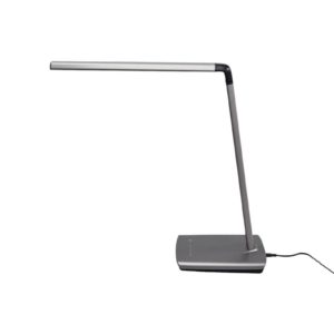 Metalízová sivá stolná LED lampa Kuno stmievač USB