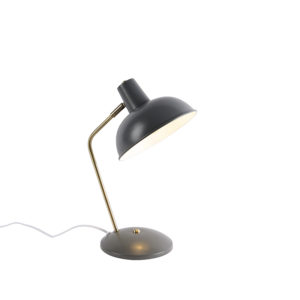 Retro stolová lampa sivá s bronzom – Milou