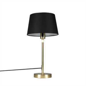 Stolová lampa zlatá / mosadz s čiernym tienidlom nastaviteľná 25 cm – Parte
