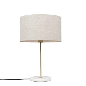 Mosadzná stolová lampa so šedým tienidlom 35 cm - Kaso
