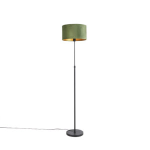 Stojacia lampa čierna s velúrovým odtieňom zelenej so zlatou 35 cm – Parte