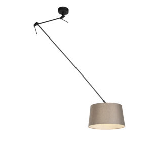 Závesná lampa s ľanovým tienidlom taupe 35 cm – Blitz I čierna