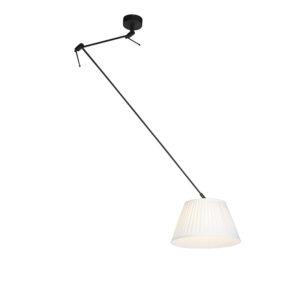 Závesná lampa s nariaseným tienidlom 35cm krémová - Blitz I čierna