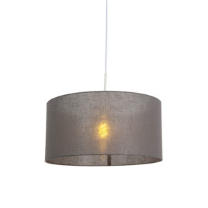 Vidiecka závesná lampa biela so šedým odtieňom 50 cm – Combi 1