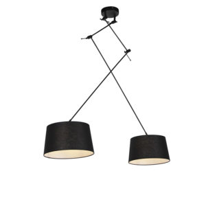 Závesná lampa s ľanovými odtieňmi čierna 35 cm – Blitz II čierna