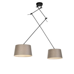 Závesná lampa s ľanovými tienidlami tupá 35 cm - Blitz II čierna