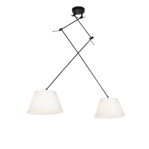 Závesná lampa s nariasenými odtieňmi krémová 35 cm – Blitz II čierna