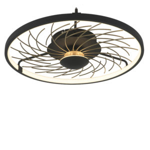 Dizajnové stropné svietidlo čierne so zlatým 3-stupňovým stmievateľným – Spaak