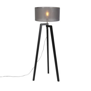 Stojací lampa statív čierne drevo so šedým odtieňom 50 cm - Puros