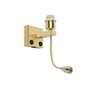 Nástenná lampa v štýle art deco zlatá s USB a ohybným ramenom - Brescia Combi