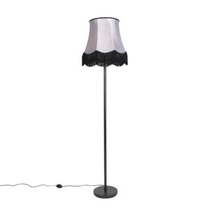 Klasická stojaca lampa čierna so sivým odtieňom Granny B - Simplo