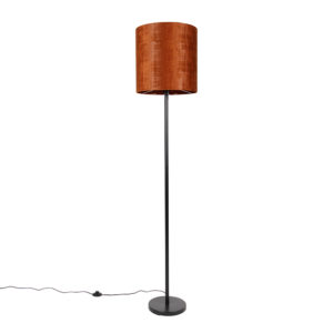 Stojacia lampa čierny velúrový odtieň oranžová 40 cm - Simplo