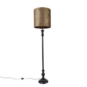 Klasická stojaca lampa čierna s hnedým odtieňom 40 cm - Classico