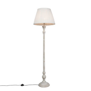 Vidiecka stojaca lampa sivej farby s bielym tienidlom - Classico