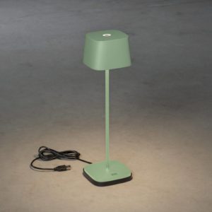 Stolová LED lampa Capri do exteriéru, zeleno-sivá
