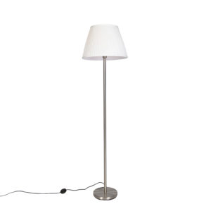 Moderná stojaca lampa z ocele s bielym skladaným tienidlom 45 cm - Simplo