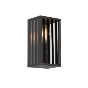 Moderné vonkajšie nástenné svietidlo čierne s dymovým sklom 26 cm IP44 - Dijon